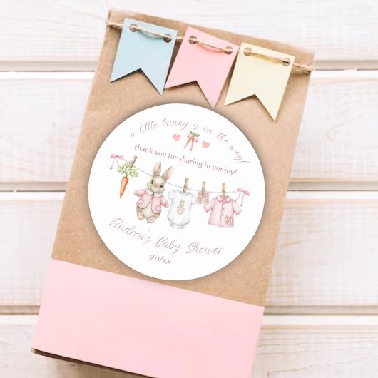 Peter the Rabbit Clothesline Baby Shower Thank You Ronde Sticker
