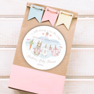 Peter the Rabbit Clothesline Baby Shower Thank You Ronde Sticker