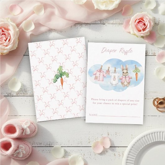 Peter the Rabbit Clothesline Shower Diaper Raffle Informatiekaartje