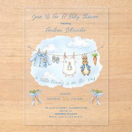 Peter the Rabbit Cute Clothesline Baby Shower  Acryl Uitnodigingen