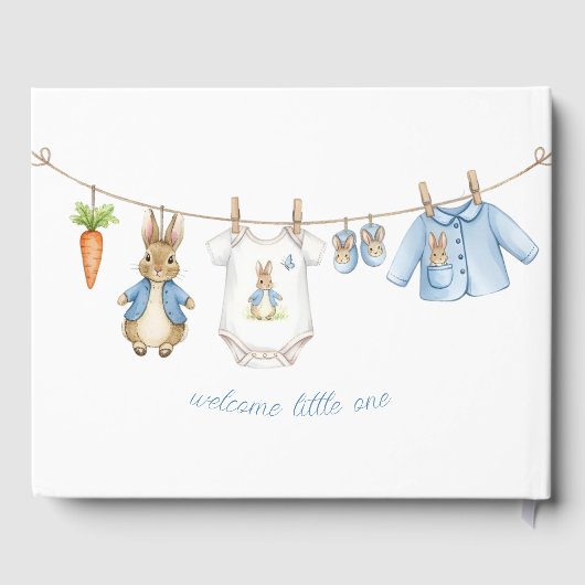 Peter the Rabbit Cute Clothesline Baby Shower Gastenboek (Achterkant)
