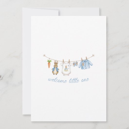 Peter the Rabbit Cute Clothesline Baby Shower  Kaart (Achterkant)