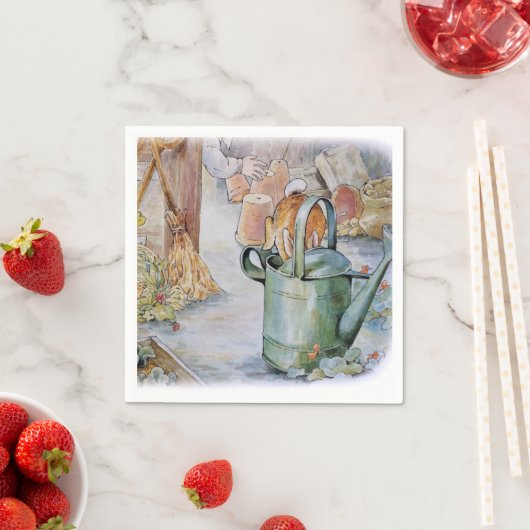 Peter the Rabbit die in een watering springt Servet (Insitu)