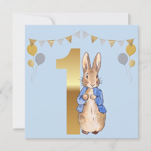 Peter the Rabbit First Birthday Bedankkaart (Voorkant)