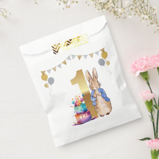 Peter the Rabbit First Birthday Bedankzakje (Gezegeld)