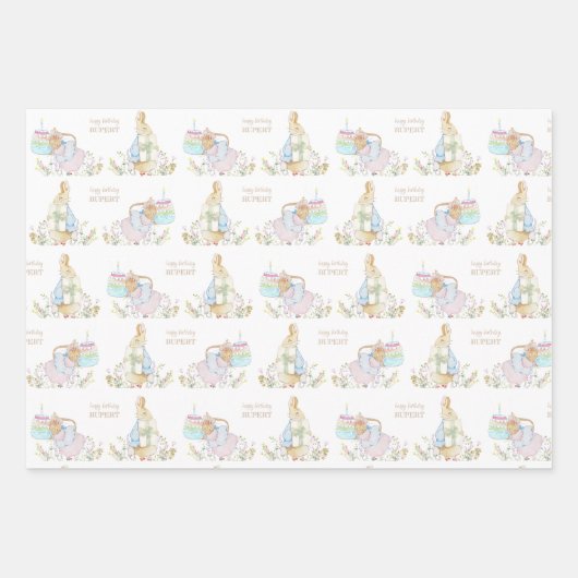 Peter the Rabbit First Birthday Inpakpapier Vel (Voorkant 2)