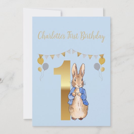 Peter the Rabbit First Birthday Kaart (Voorkant)