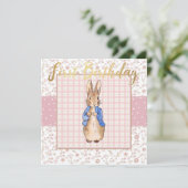 Peter the Rabbit First Birthday Kaart (Staand voorkant)