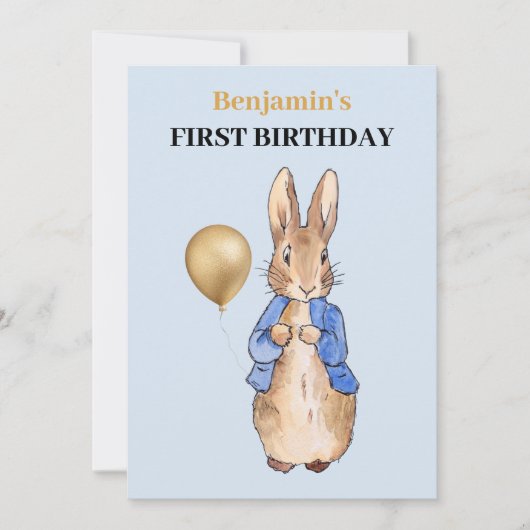 Peter the Rabbit First Birthday Kaart (Voorkant)