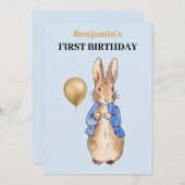Peter the Rabbit First Birthday Kaart (Voorkant / Achterkant)
