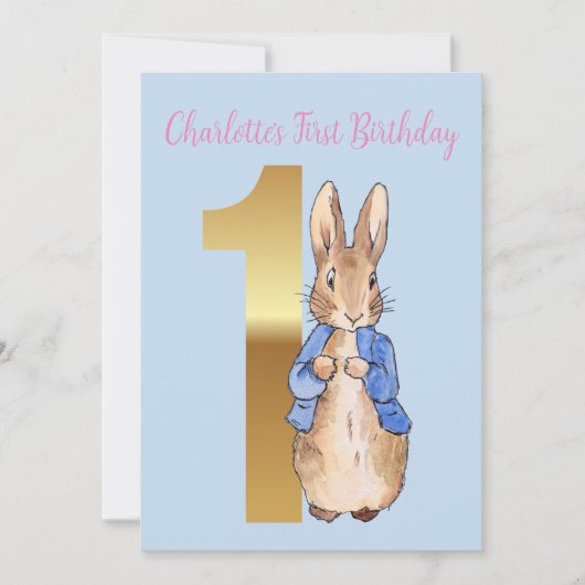 Peter the Rabbit First Birthday Kaart (Voorkant)