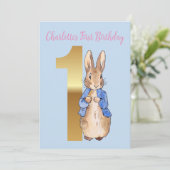 Peter the Rabbit First Birthday Kaart (Staand voorkant)
