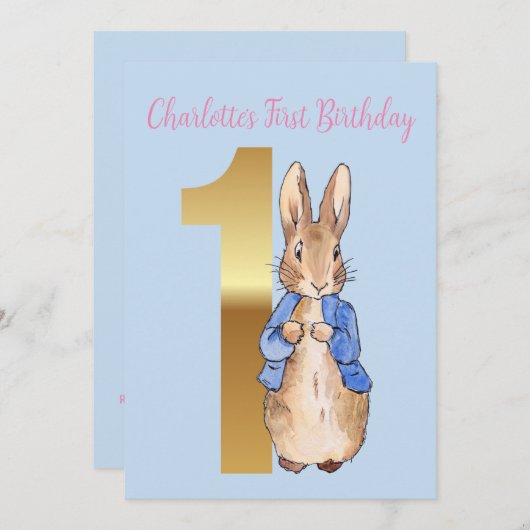 Peter the Rabbit First Birthday Kaart (Voorkant / Achterkant)