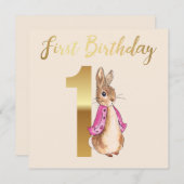 Peter the Rabbit First Birthday Kaart (Voorkant / Achterkant)