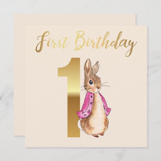 Peter the Rabbit First Birthday Kaart (Voorkant / Achterkant)