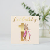 Peter the Rabbit First Birthday Kaart (Staand voorkant)