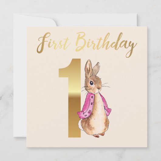 Peter the Rabbit First Birthday Kaart (Voorkant)