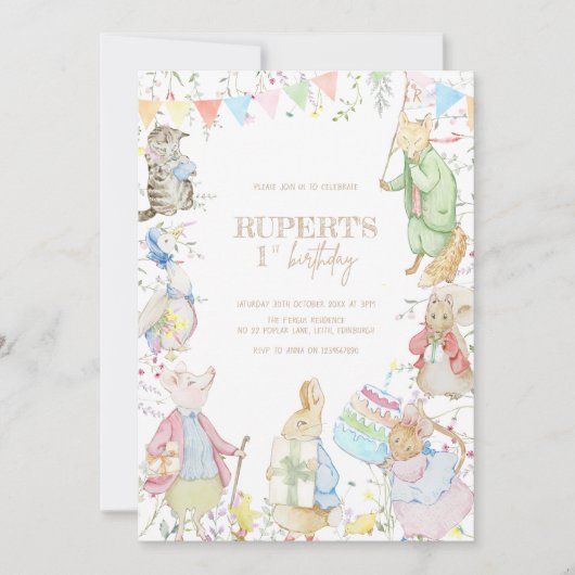 Peter the Rabbit First Birthday Kaart (Voorkant)