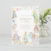 Peter the Rabbit First Birthday Kaart (Staand voorkant)