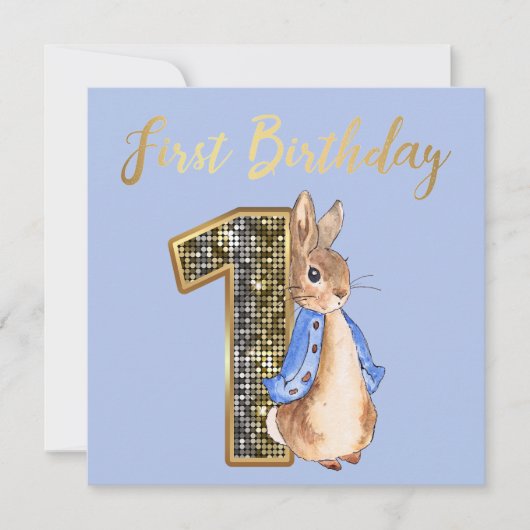 Peter the Rabbit First Birthday Kaart (Voorkant)