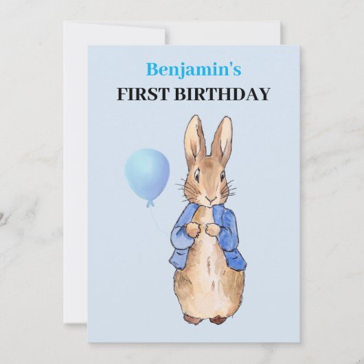 Peter the Rabbit First Birthday Kaart (Voorkant)