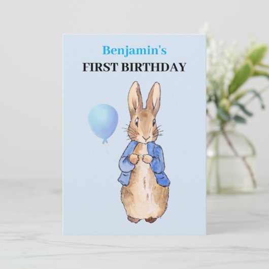 Peter the Rabbit First Birthday Kaart (Staand voorkant)