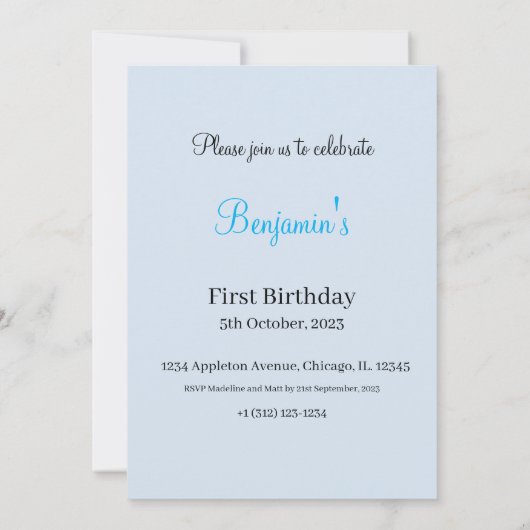 Peter the Rabbit First Birthday Kaart (Achterkant)