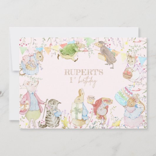 Peter the Rabbit First Birthday Kaart (Achterkant)