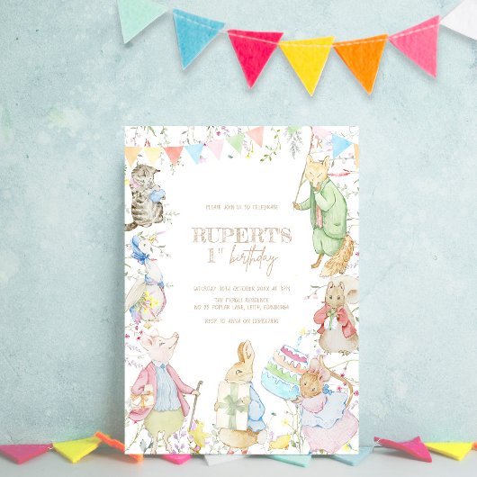 Peter the Rabbit First Birthday Kaart