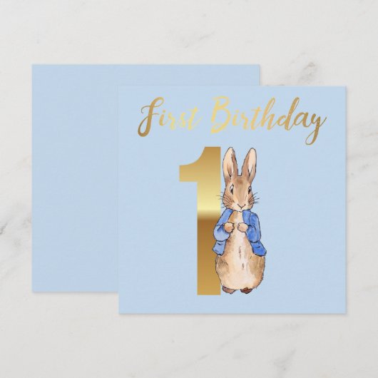 Peter the Rabbit First Birthday Kaart (Voorkant / Achterkant)