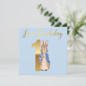 Peter the Rabbit First Birthday Kaart (Staand voorkant)