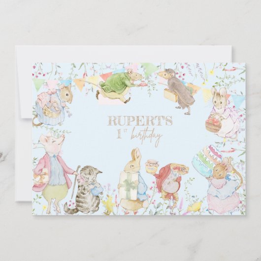 Peter the Rabbit First Birthday Kaart (Achterkant)