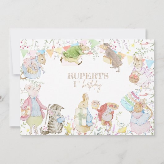 Peter the Rabbit First Birthday Kaart (Achterkant)