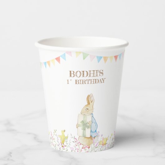 Peter the Rabbit First Birthday Papieren Bekers (Voorkant)