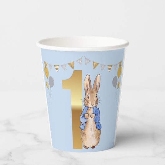 Peter the Rabbit First Birthday Papieren Bekers (Achterkant)