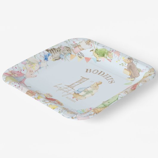 Peter the Rabbit First Birthday Papieren Bordje (Gebogen)