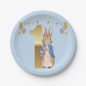Peter the Rabbit First Birthday Papieren Bordje (Voorkant)