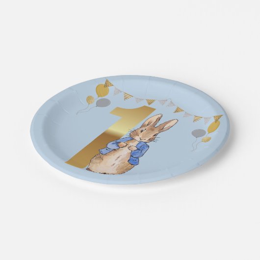 Peter the Rabbit First Birthday Papieren Bordje (Gekanteld)