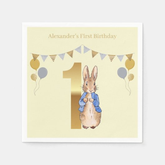Peter the Rabbit First Birthday Servet (Voorkant)