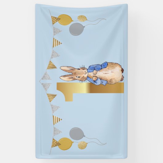 Peter the Rabbit First Birthday Spandoek (Verticaal)