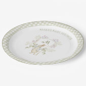 Peter the Rabbit Gingham Crest Gender Baby shower Papieren Bordje (Gekanteld)