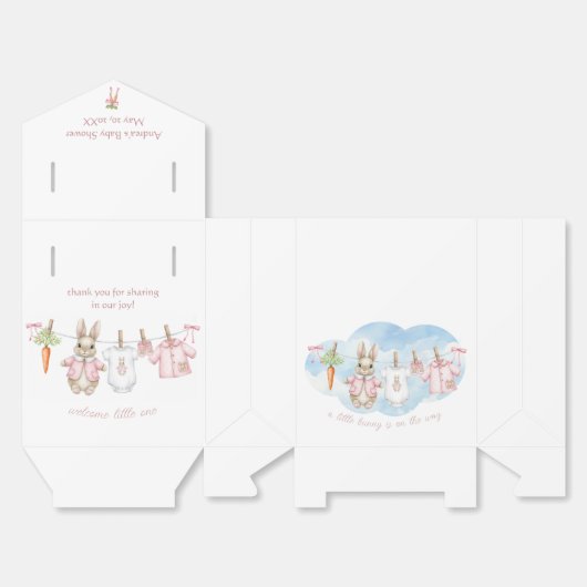 Peter the Rabbit Girl Clothesline Baby Shower Bedankdoosjes (Ongevouwen)