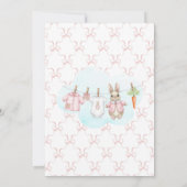 Peter the Rabbit Girl Clothesline Baby Shower  Bedankkaart (Achterkant)
