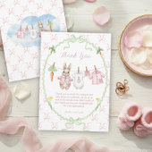 Peter the Rabbit Girl Clothesline Baby Shower Bedankkaart