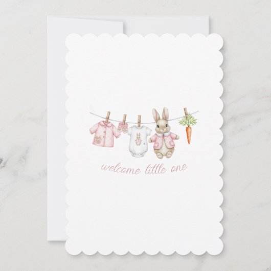 Peter the Rabbit Girl Clothesline Baby Shower   Kaart (Achterkant)