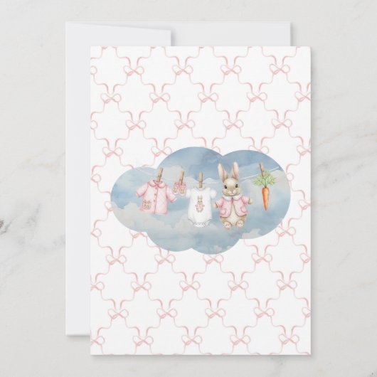 Peter the Rabbit Girl Clothesline Baby Shower Kaart (Achterkant)