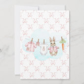 Peter the Rabbit Girl Clothesline Baby Shower  Kaart (Achterkant)