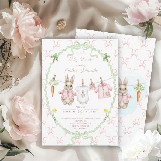 Peter the Rabbit Girl Clothesline Baby Shower  Kaart