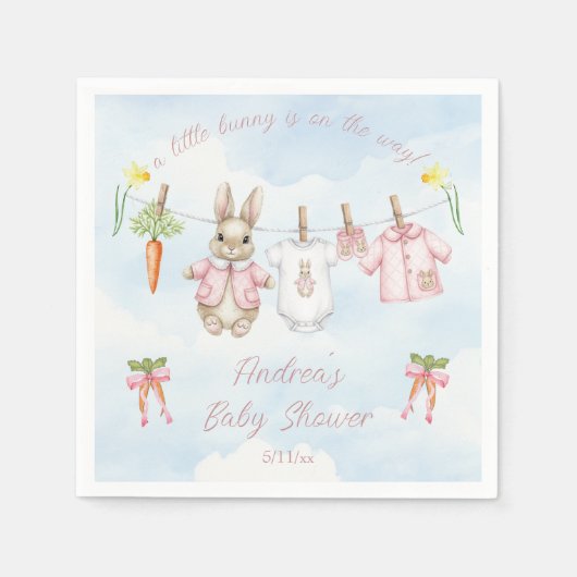 Peter the Rabbit Girl Clothesline Baby Shower Pap Servet (Voorkant)
