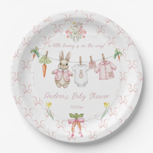 Peter the Rabbit Girl Clothesline Baby Shower Papieren Bordje (Voorkant)